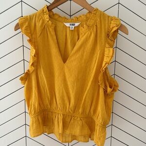 Bb Dakota ruffle sleeve blouse sleeveless golden yellow size medium